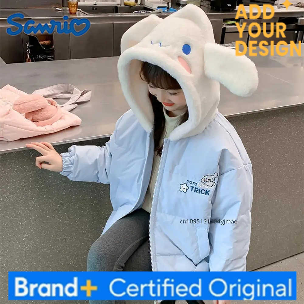Sanrio Cartoon Winter Kawaii Cinnamoroll My Melody New Kids Clothing Girls Fashion Princess Hooded Jacket Anime Thicken Warm Cute Coat H251223-image-1089511918