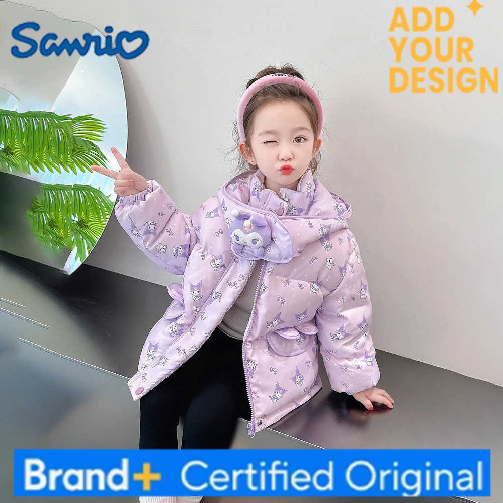 Sanrio Winter New Kuromi Children Cartoon Down Jacket Anime High-Quality White Duck Down Kawaii Full Print Warm Thicken Girls Clothes H2512231-image-1089522702