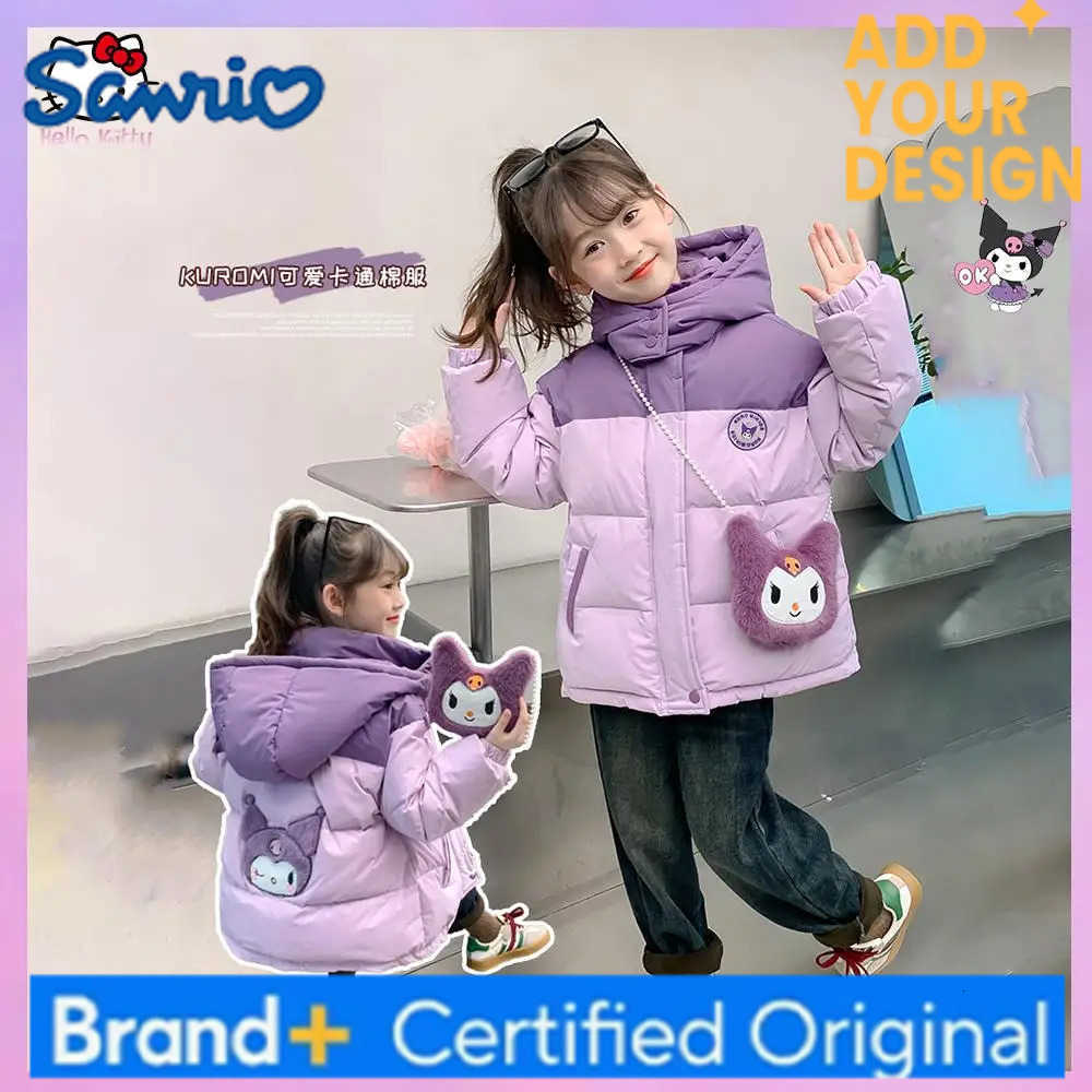 Sanrio 2025 Winter New Anime Kawaii Kuromi Children Coat Purple Fashion Jacket Down Coat Thicken Warm Hooded Jacket Clothes for Girls H251223-image-1089510652