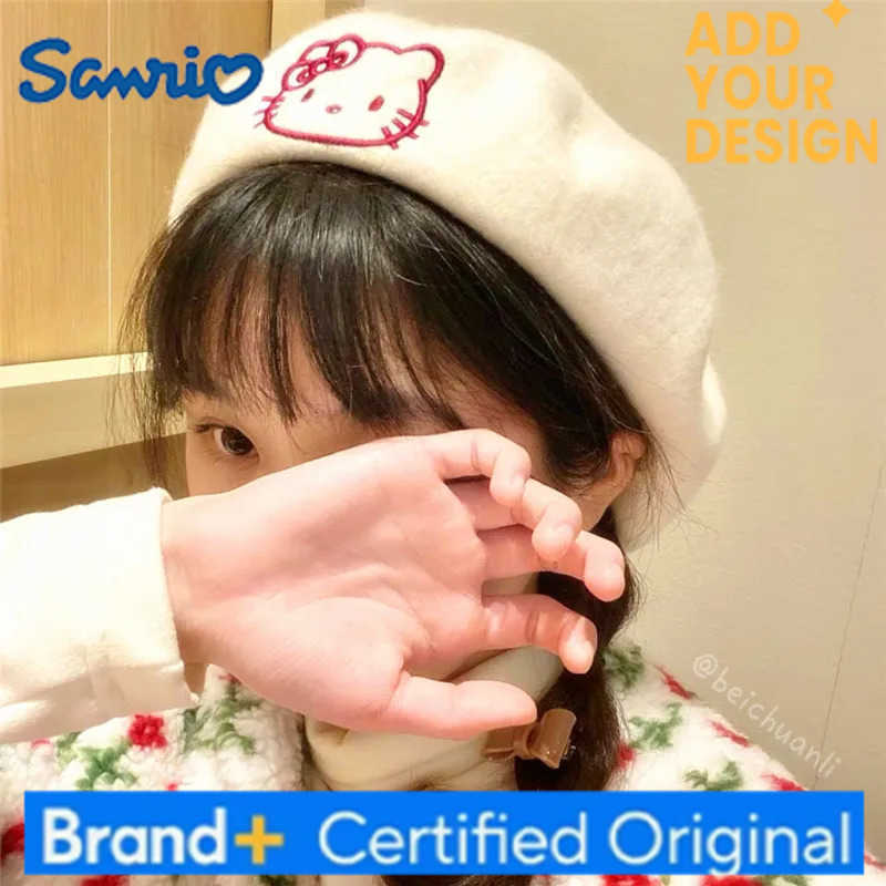 Sanrio Hello Kitty Melody mignon dessin animé mode tout-match lapin cheveux mélange filles étudiants hiver chaud chapeau filles cadeaux de noël H