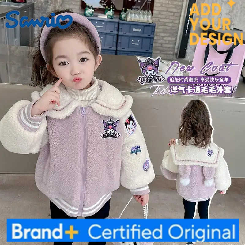 Sanrio Kuromi Kid Cotton-Padded Clothes Cartoon Plush Thicken Coat Anime Autumn and Winter Childrens Clothing Cute Girl Gift H251223-image-1089513947