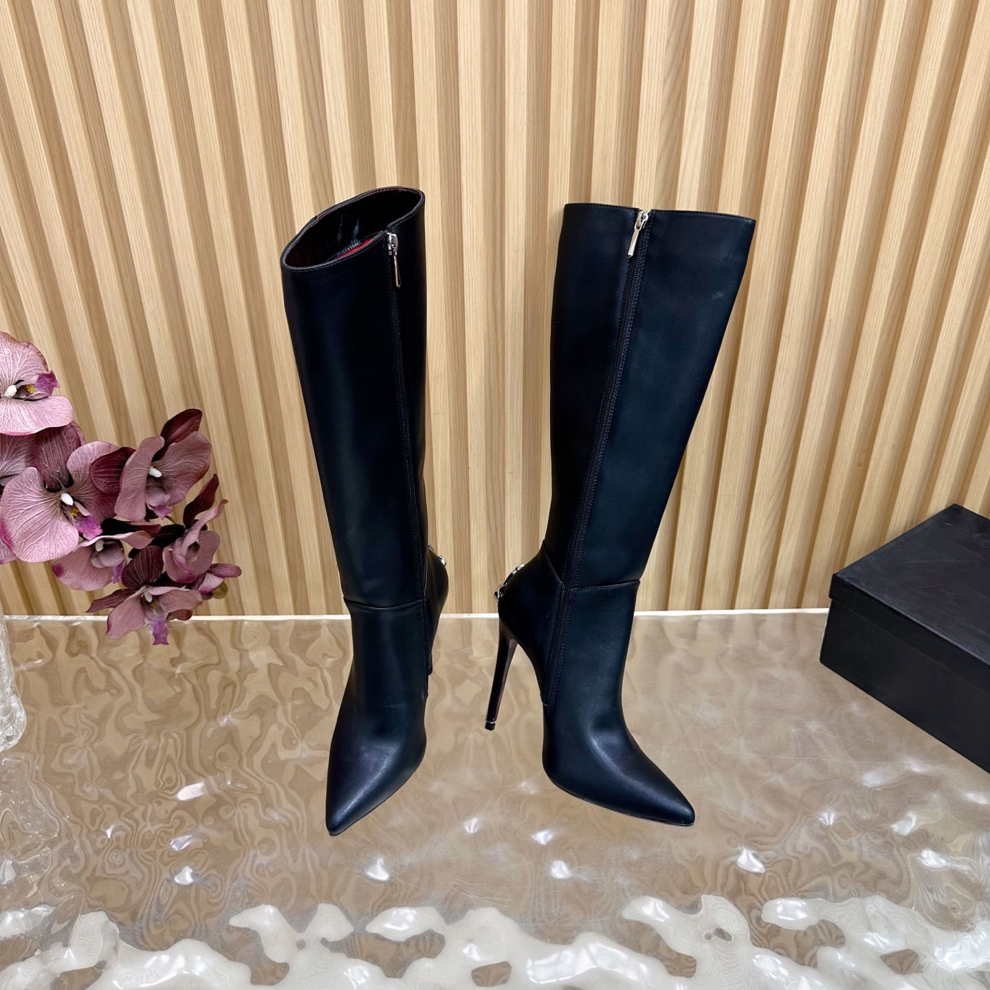 10A bottes au dessus du genou pour femmes, classiques et élégantes de haute qualité, chaussures à talon poignard quotidien à la mode, 12cm