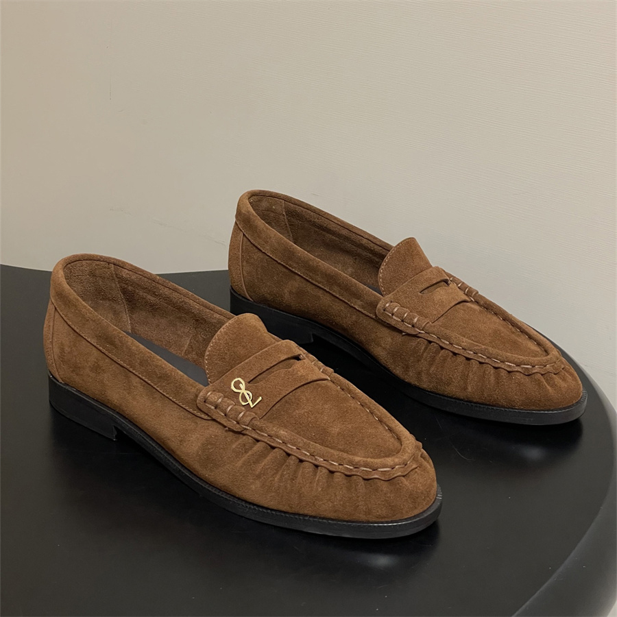 Women Casual Shoes Designer Shoes Letter Pattern Loafers Simple Retro Shoes Breathable Wrinkled Pattern Fashion Luxury Shoes School Formal Events