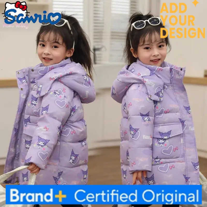 Sanrio Kuromi Girls Winter Thickened Cotton Jacket Kawaii Cartoon New Mid Length Down Jacket Warm Selling Customer Service Coat H251223-image-1089514780
