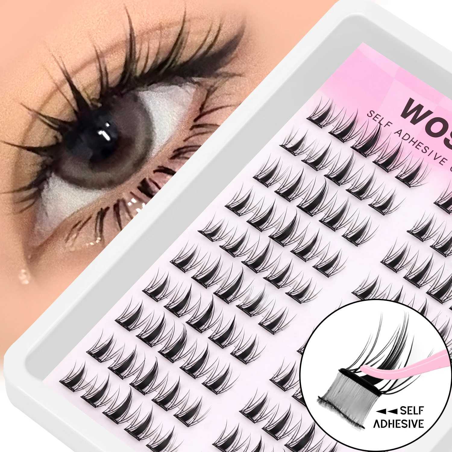 WOSHEER Manga Self Adhesive Lash Clusters Kit Natural Reusable Eyelash Clusters No Glue Needed Pre Glued Cluster LashesT251223-image-1089452305