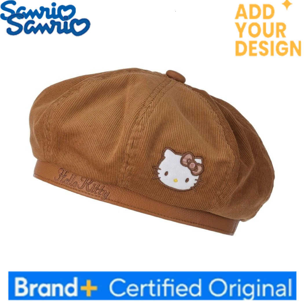 Sanrio Hello Kitty Français Rétro Plaid Béret Chapeau pour Femmes - Mignon Kawaii Mode Chapeaux Automne Hiver Quotidien Cadeau D'anniversaire H25