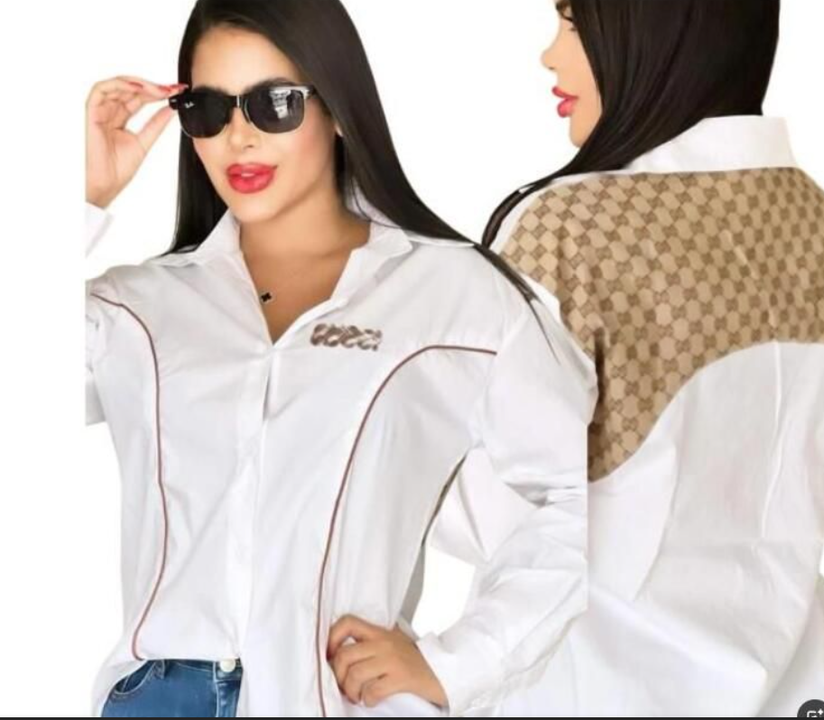 Blouses blanches femmes lâche revers cou chemises broderie femmes mode à manches longues sweats chemise de créateur