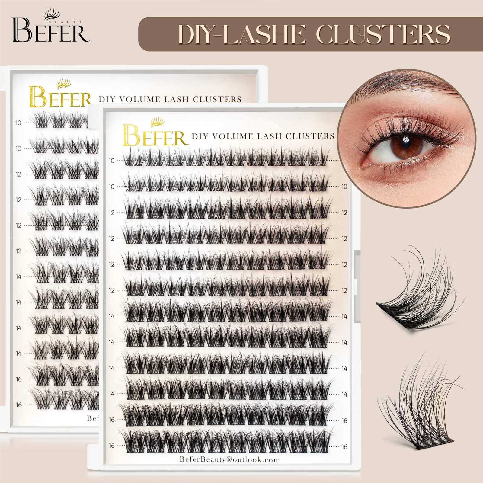 Befer 144pcs Lash Clusters 3D Natural Fluffy Cluster Lashes DIY Lash Extension 10-16mm Hight Quality Soft Super Thin Band MakeupT251223-image-1089452528