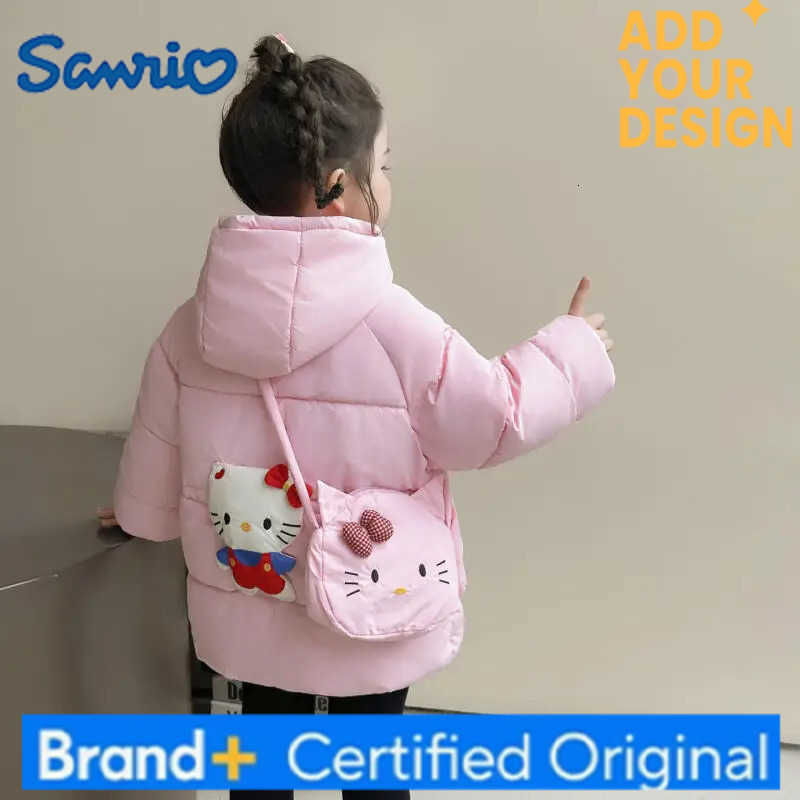 Sanrio Girls Kawaii Kitten Cotton Jacket Autumn Winter 2025 New Cartoon Anime Cotton Jacket Children Thick Warm Coat with Cotton Clip H251223-image-1089511299