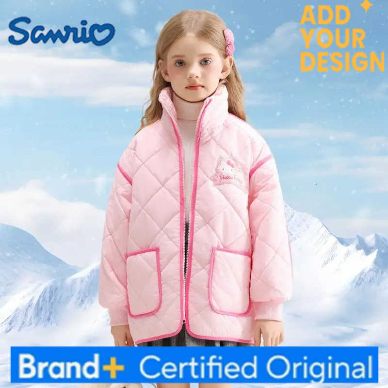 Sanrio Hello Kitty Winter Cotton-Padded Jacket Girl Coat Children Thickening Keep Warm Tops Kawaii Anime Fashion New Clothing H251223-image-1089512988