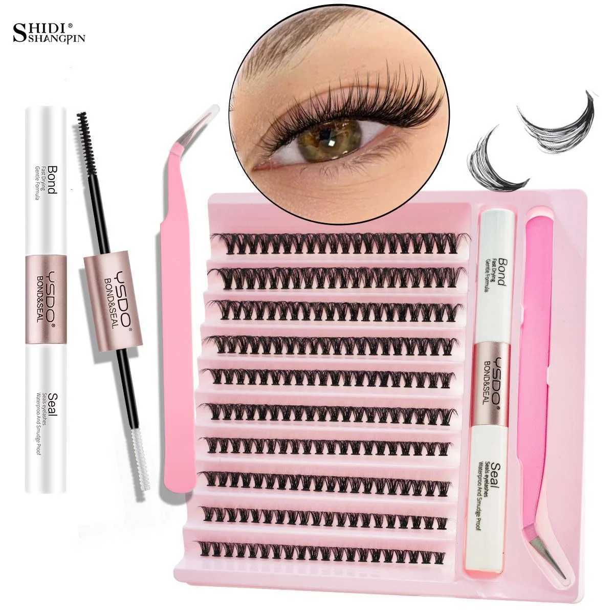 DIY Lash Extension Kit 50D-120D False Lash Bond And Seal 2in1 Natural Fluffy Wispy 8-16MM Eyelashes Extension Makeup ToolsT251223-image-1089452168