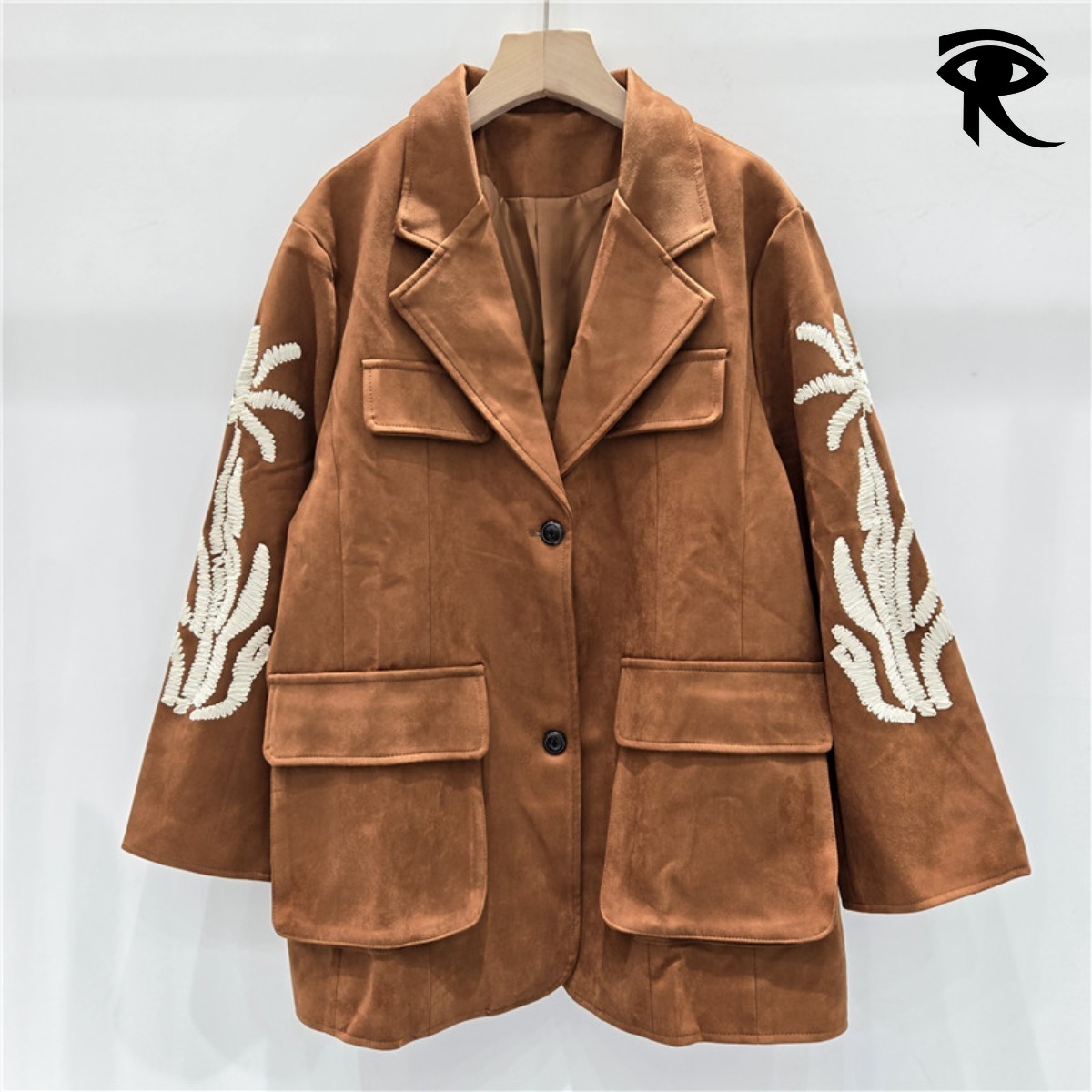 Style rétro industrie lourde brodé revers Imitation daim velours costume veste ample tendance Top Street veste veste originale 2025 automne hiver