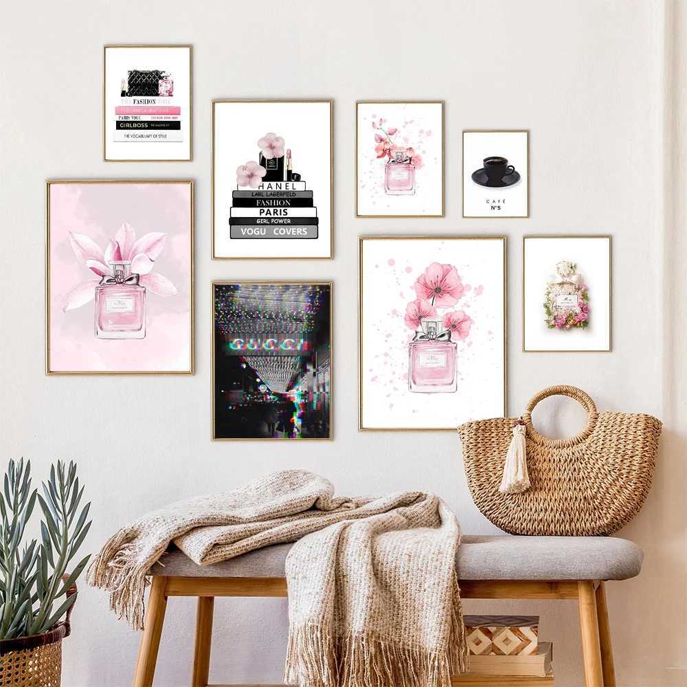 Fashion Perfume Pink Bottle Art Canvas Painting Nordic Posters And Prints Modern Illustration Wall Picture For Living Room Decor Y251224-image-1089558480
