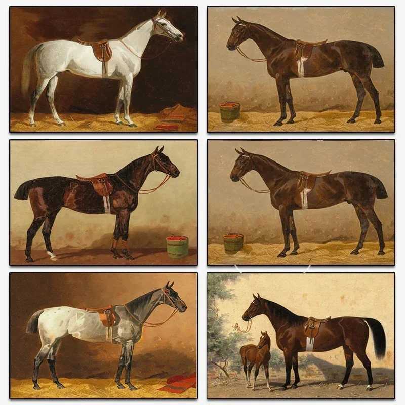 Vintage Horse Art Illustration Poster Equestrian Canvas Painting Wall Art Prints Picture for Rustic Living Room Home Decoration Y251224-image-1089558298