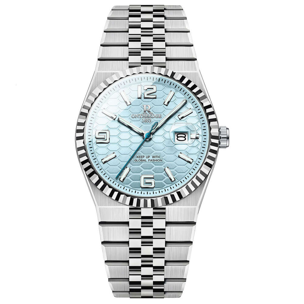 New 45 Ice Blue Men's Brand Authentic Business High End Date Night Light Waterproof Quartz 89 Watch