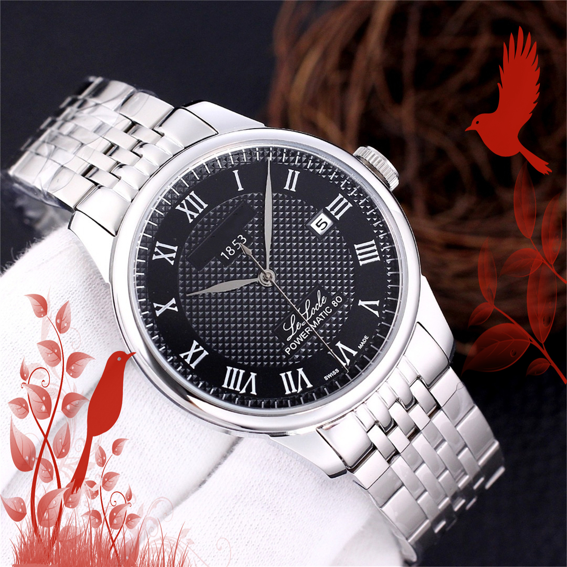 Men's TISS le Locle 1853 Watch Bang Full Diamond Cosmograph Mechanical Watches Automatic Movement vipwatch designer watch for man Wristwatches