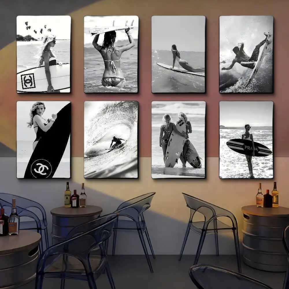Black And White Surfboard ic Movie Posters Waterproof Paper Sticker Coffee House Bar Decor Art Wall Stickers Y251224-image-1089558042