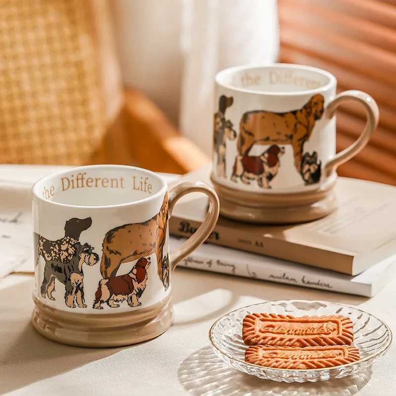 Ceramic Mug High Aesthetic Creative Gift Ins Style High-end Retro Cute Puppy Artistic Feel Cartoon Puppy Milk Cup 400ml C251224-image-1089541436