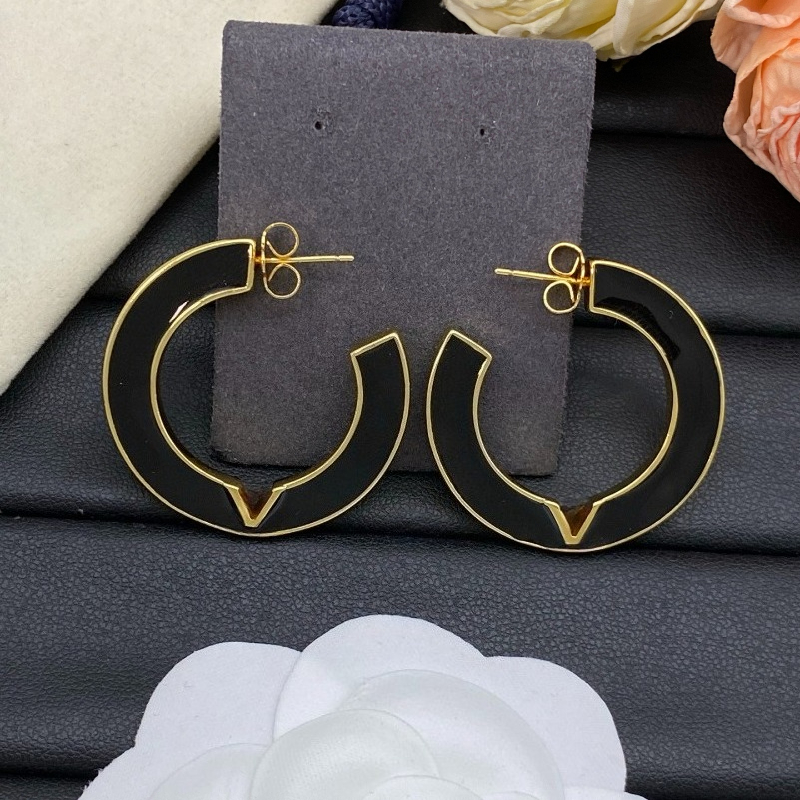 Designer Earrings for Woman Circle Hoop Earrings Glod Plated Stud Earring Brand Letter Design Earrings High Quality Women Men Earring Studs-image-1089616377