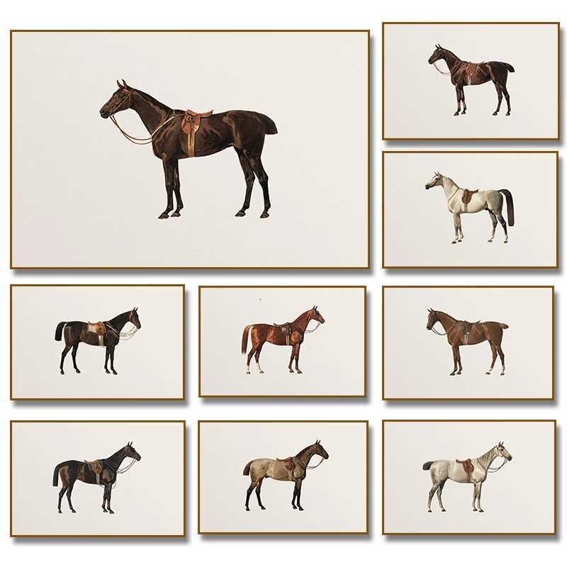 Vintage Equestrian Horse Minimst Horse Canvas Painting Art Modern Farmhouse Wall Art Country Home Wall Decoration Y251224-image-1089551886