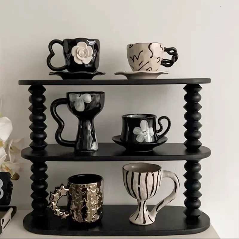 French Vintage Camellia Ceramic Hand-Pinched Coffee Cup Saucer Set - Creative Camellia Fogged Cup Saucer for Afternoon Tea C251224-image-1089542801