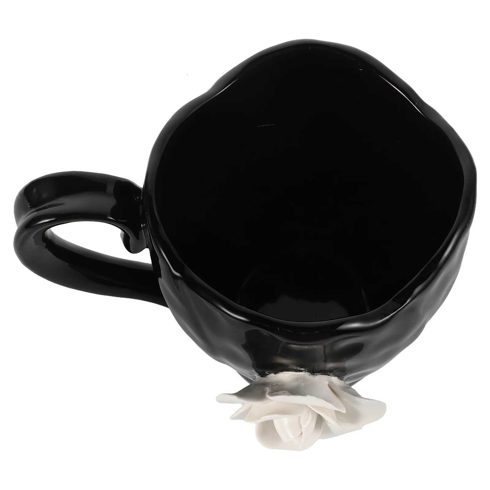 Large Capacity Ceramic Mug Rose Flower Coffee Cup for Tea Vintage Elegant Ceramic Coffee Mugs Cute Flower Mug Tea Mugs C251224-image-1089542937
