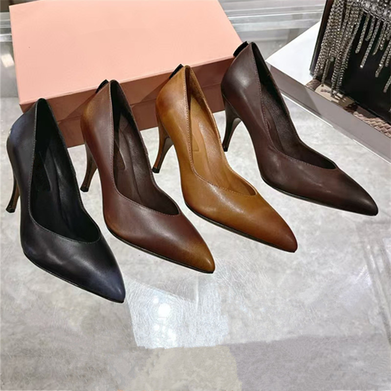 2026 New Shoes For Women Genuine Leather Super High Thin Heels Spring Autumn Luxury Designer Female Shoes Pumps 7.5cm