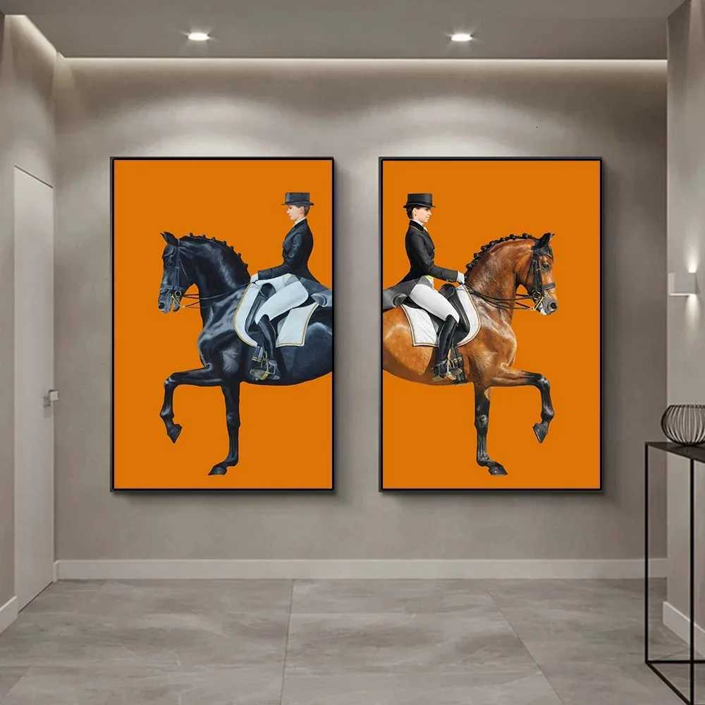 Modern Aristocratic Equestrian Posters Canvas Paintings Living Room Home Decorations Modern Horse Riding Oil Paintings Wall Y251224-image-1089551842