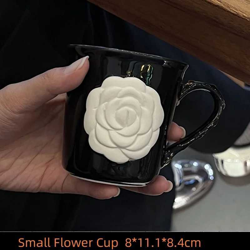 French Vintage Camellia Ceramic Hand-Pinched Coffee Cup Saucer Set Creative Fogged Tea Cup for Afternoon Tea C2512243-image-1089549149