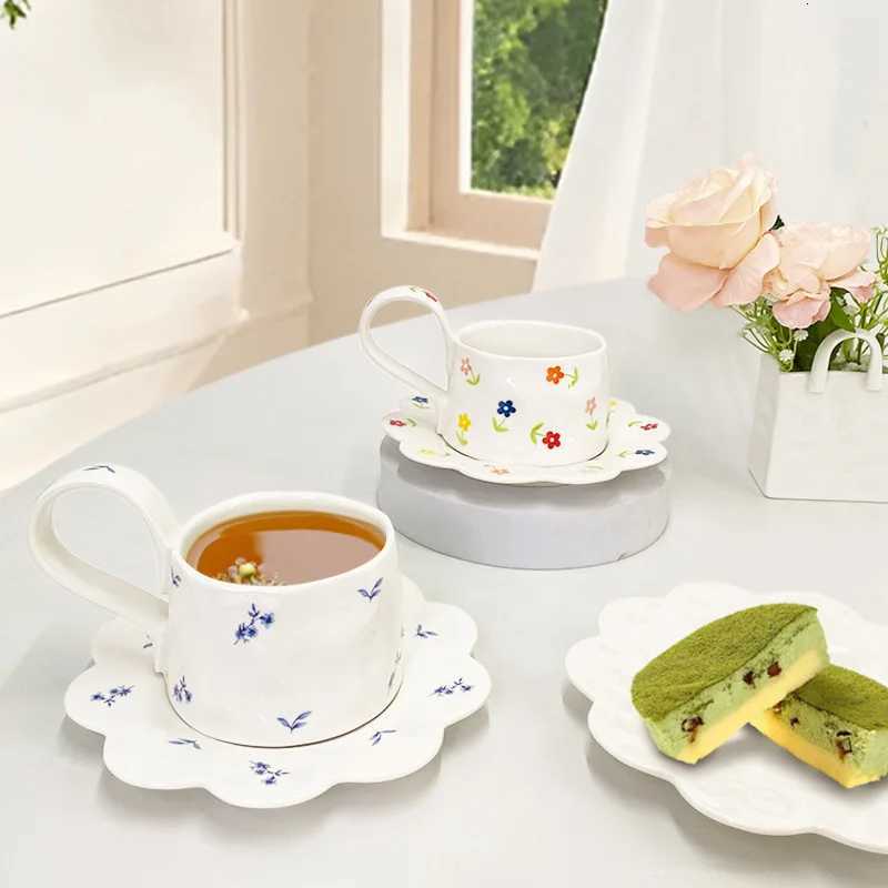 French Style Vintage Ceramic Coffee Set Cup Saucer Exquisite Household Afternoon Tea Cup Floral Patterns High Quty Mugs C251224-image-1089542632