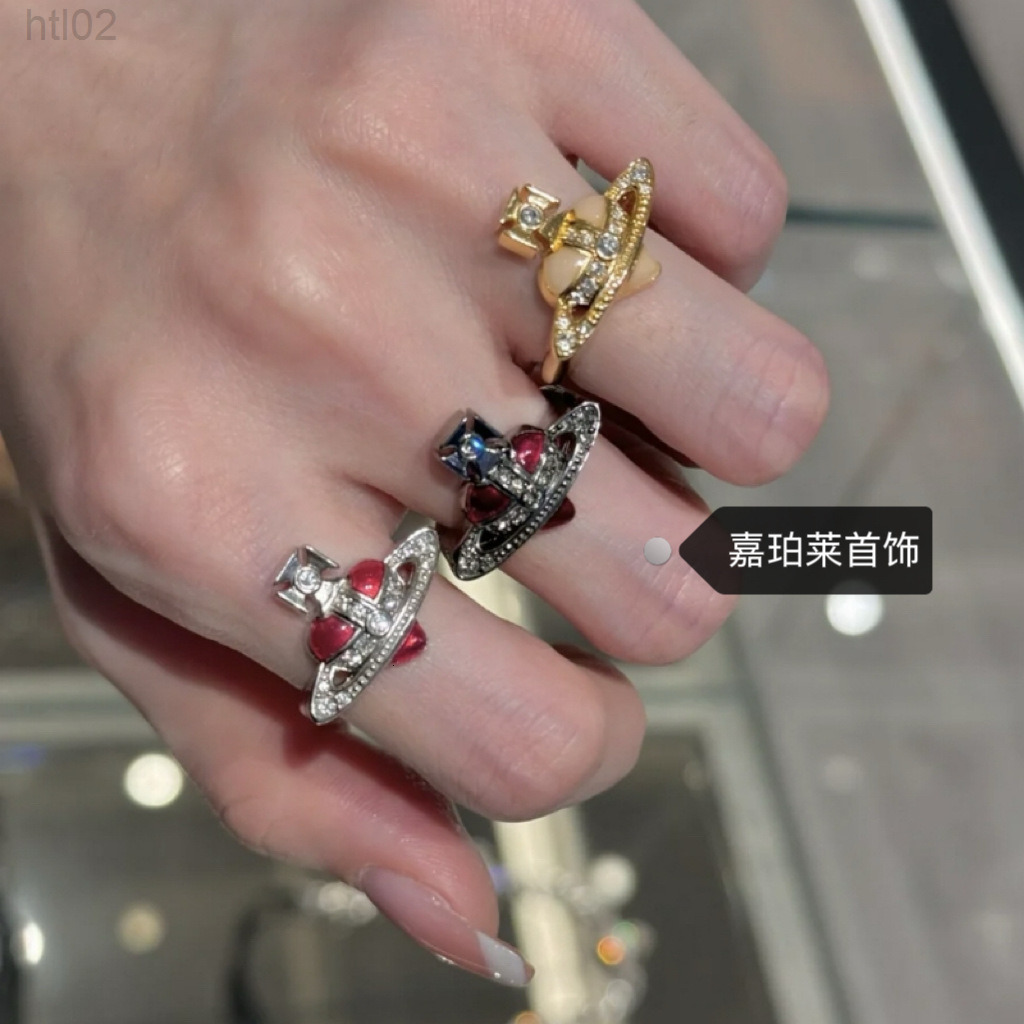 Designer Viviane Jewelry Weswood High-quality Empress Dowager Heart Saturn Ring High-end Elegant Classic Heart-shaped Unisex Ring