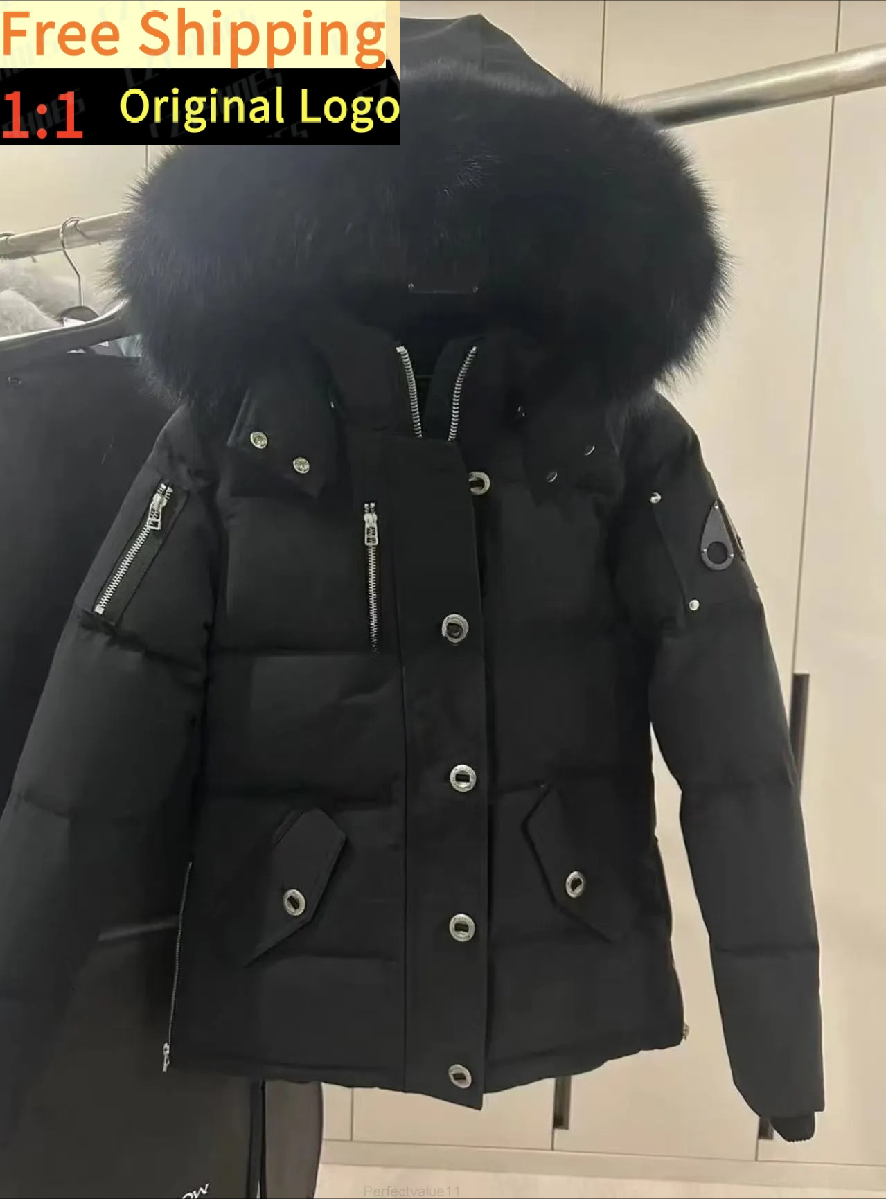 Down jacket mens fur collar parka winter waterproof white duck coat cloak fashion men and women couples moose casual version to keep warm yeclo02 Q2