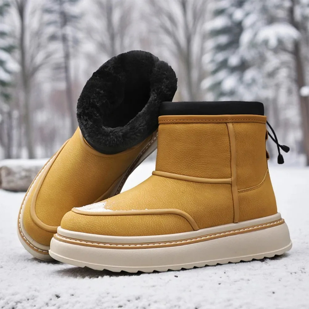 Designer Shoe Winter Leather Warm Men Boots luxury Waterproof Male Ankle Mens Snow Boot With Fur Handmade Noslip High Top Zapatillas Free Shipping