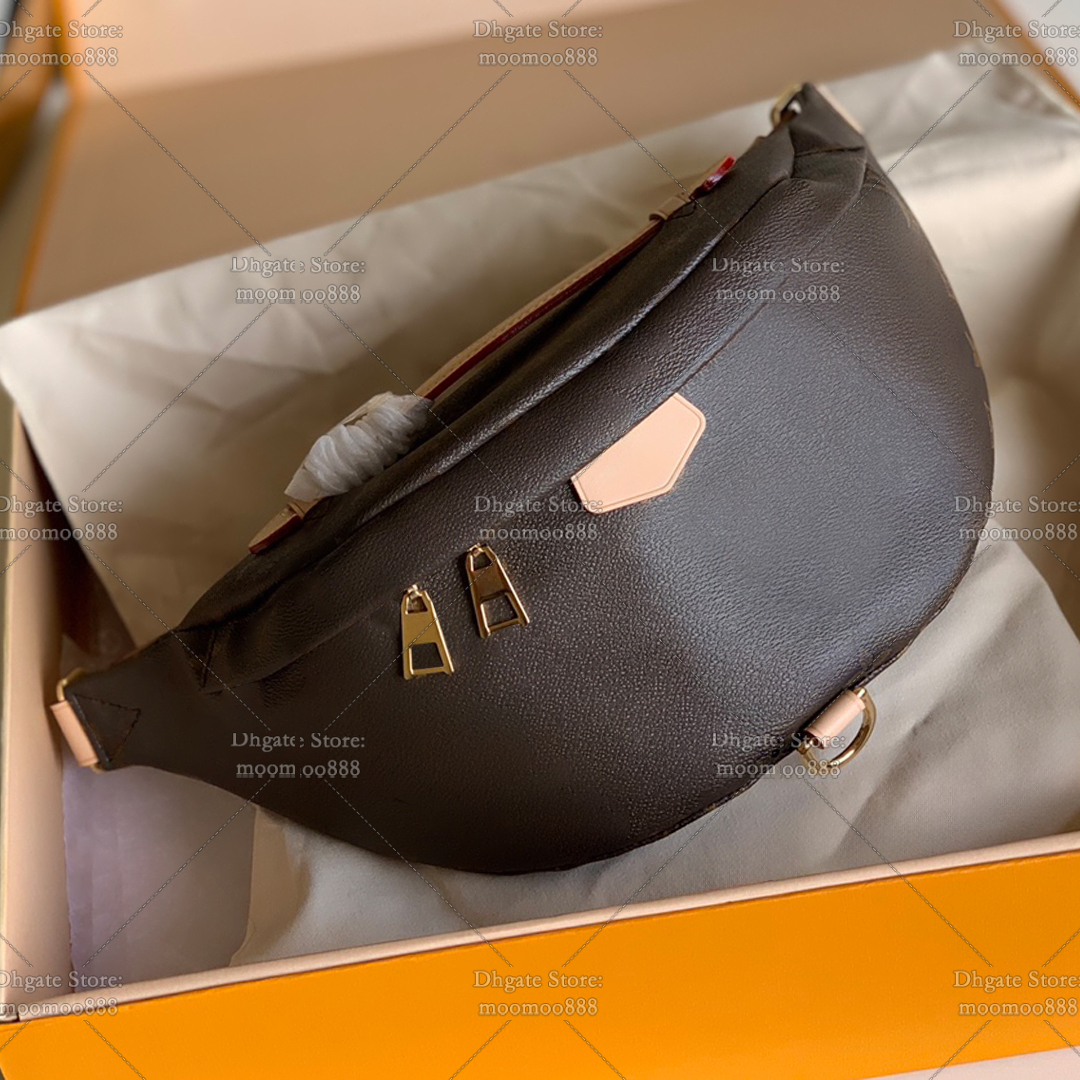 12A Tout nouveau miroir de qualité Designer Bumbag Sac 37cm Cuir de vachette Toile Sacs à main pour femmes Hommes Sac à bandoulière de luxe Brown