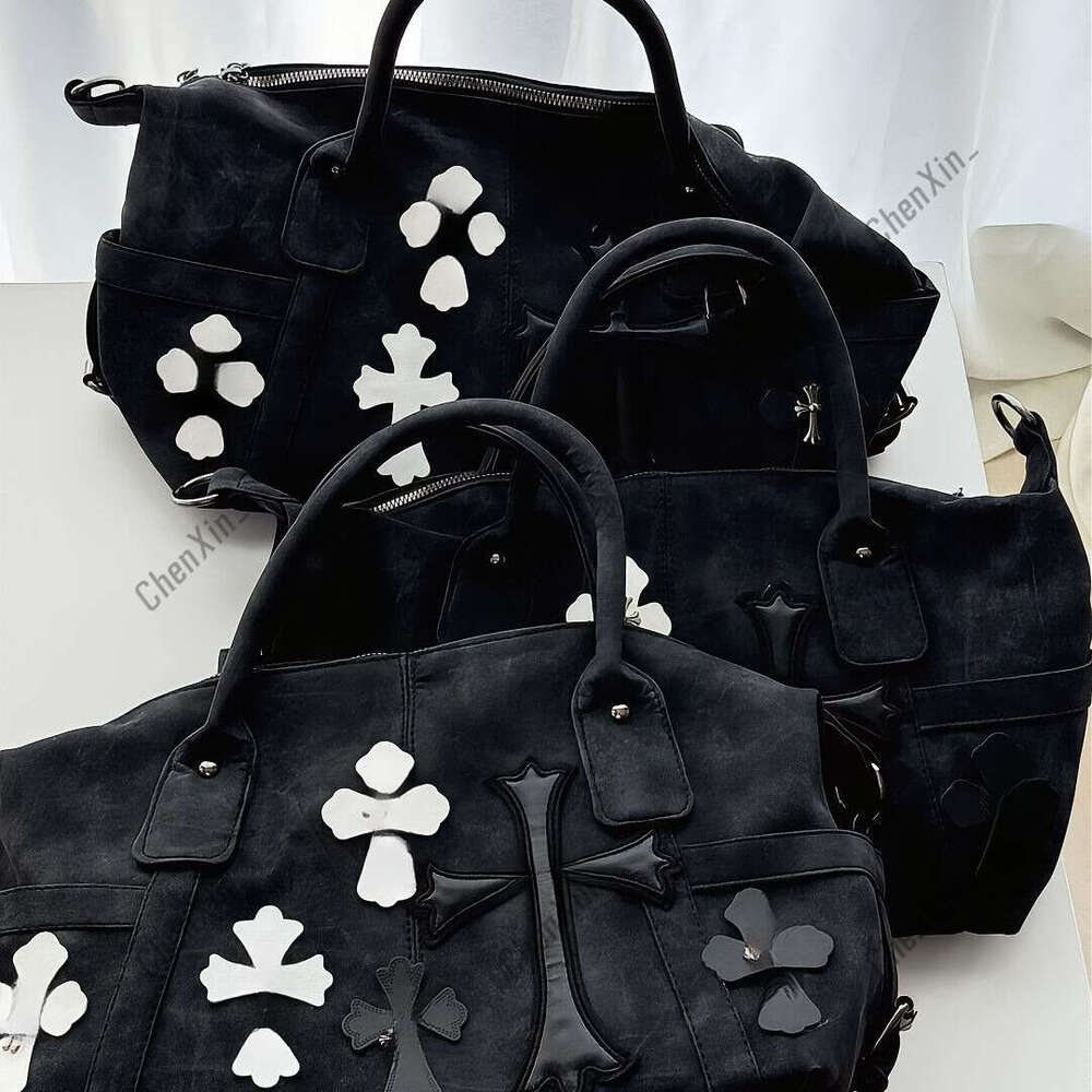 Designer Chrome tote bag CH bag Charm bag 2025 new Style Black and White Patchwork Travel Roman Metal Cross Single Shoulder Crossbody Bag