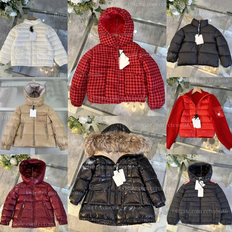 Designer Kids Down Coats Boys Girls Winter Clothing Toddlers Baby Warm Clothes Children Fur Hooded Jackets Youth Parkas Luxury Outwears Black Whi-image-1089720011