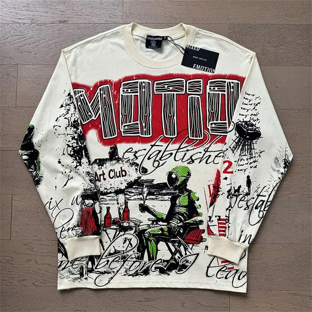 Mix Emotion Pullover 2026 Long Sleeve T Shirt Men Women High Street Full Print Quality Crew Neck Hip Hop Oversized Mixedemotion Hoodie A03