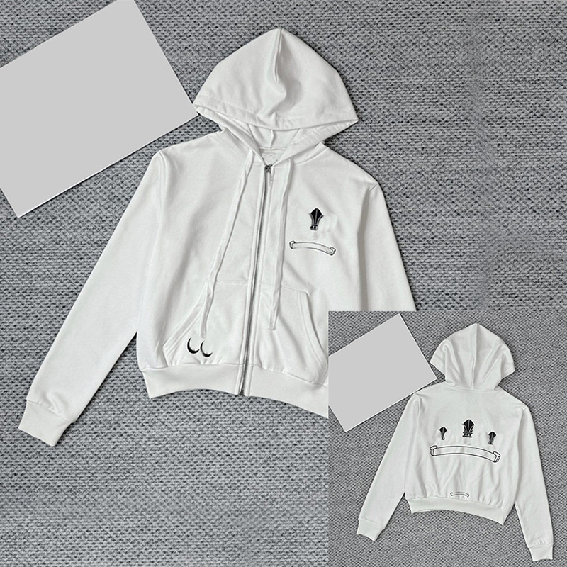 Womens Cropped Fleece Hoodies Luxury Brand Printed Zipper Sweatshirt Jackets Spring Autumn Trip Holidays Street Style Sweatshirts Outerwear