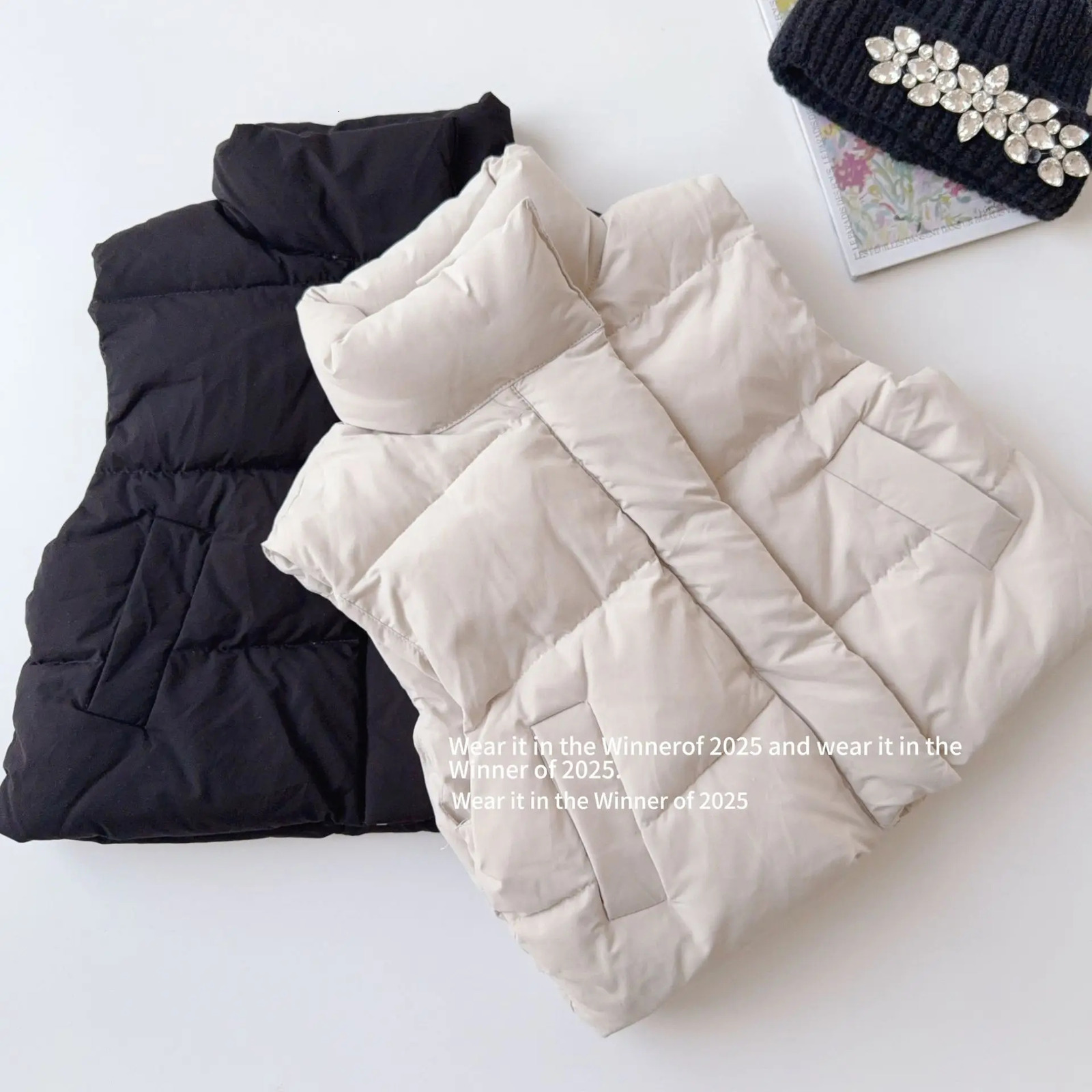 YBFSKID Winter Kids Girls Waistcoat Turtleneck Infant Babys Girls Padded Parka Thick Warm 2-10Y Toddler Girls Vest Children Coat 251223BJ