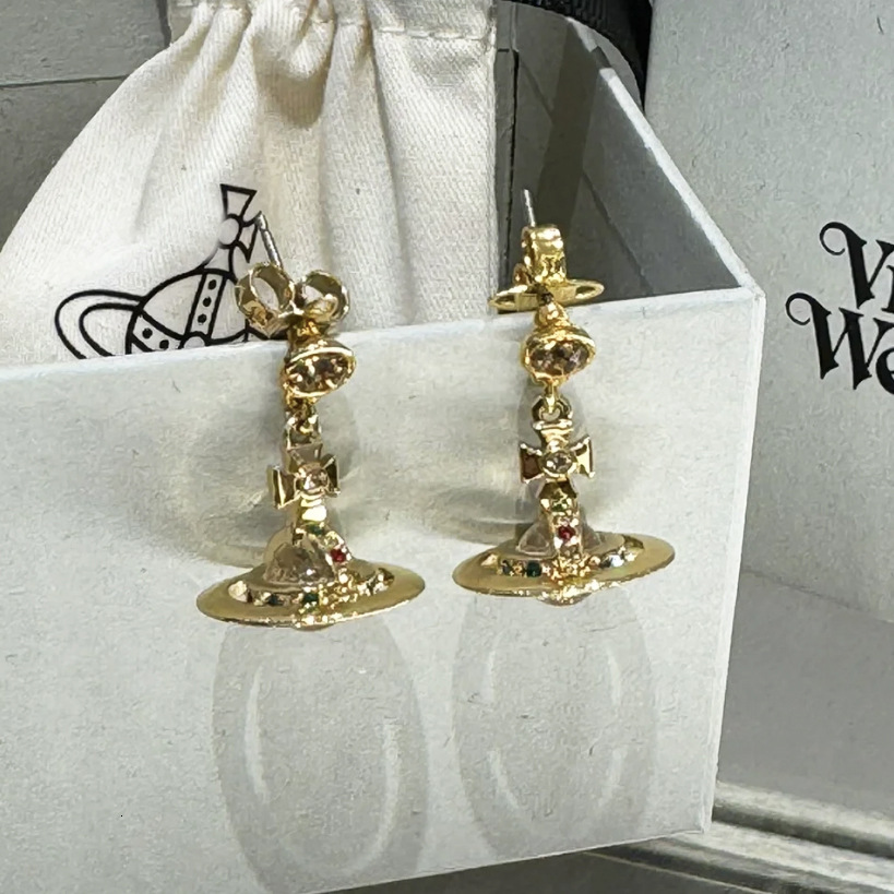 Designer Vivianes Bijoux Weswoods Impératrice douairière en trois dimensions Saturne Perle de verre ORB Goujons Personnalité Polyvalente Aurora B
