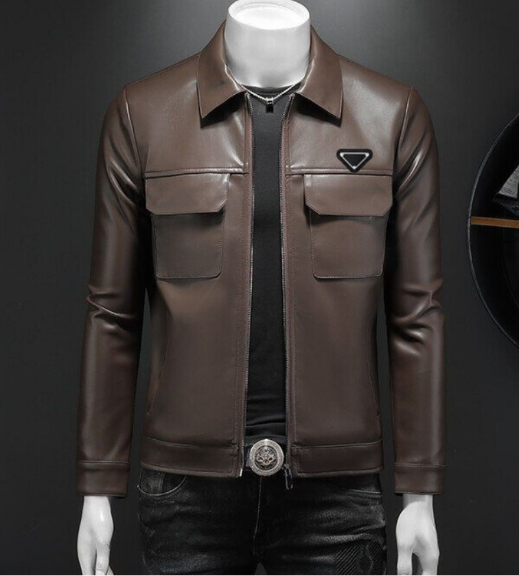 Mens Jackets Fur Leather Coats Brand Designer Windproof Man Tops Jackets Retro Leather Coat Spring Autumn Windbreaker Zip Outerwear