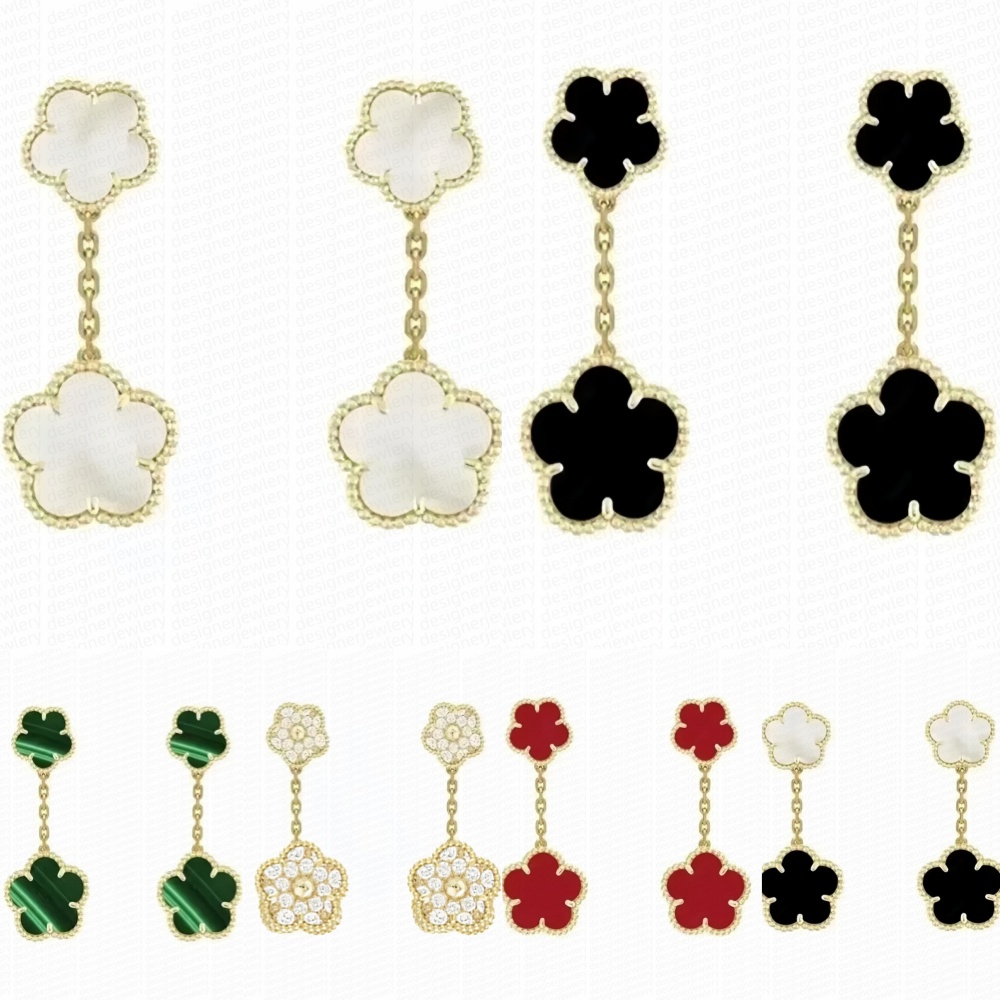 Gold clover earrings designer jewelry earrings designer for women earring diamond casual classic stainless steel silver 2 flower earrings Pearl s-image-1089728824