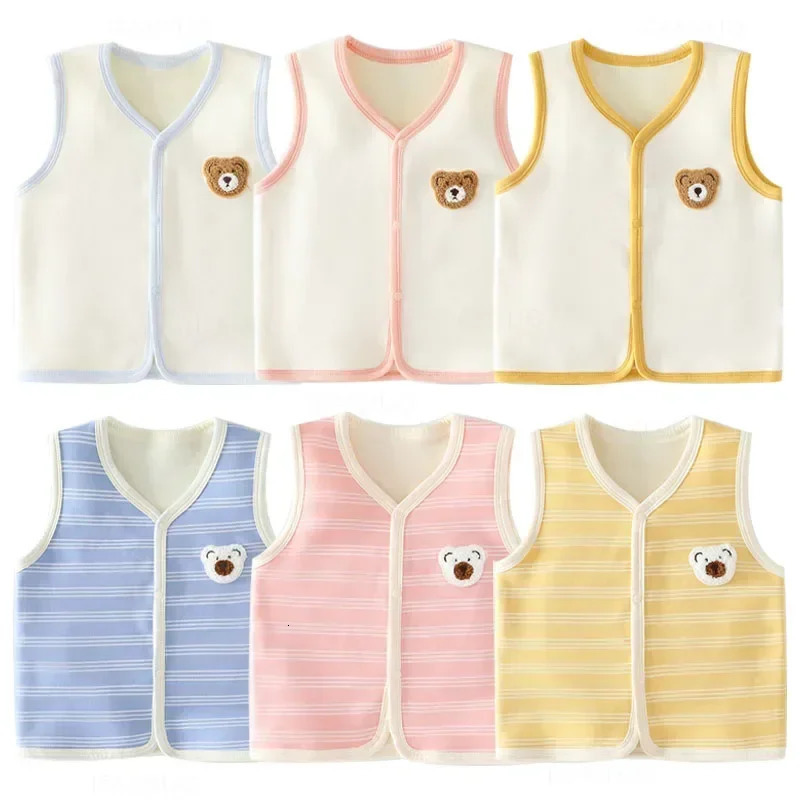 born Infant Vest Spring Autumn Outdoor Kid Baby Plush Waistcoats Simple Cute Cartoon Bear Boys Girls Children Vests Outerwear 251223BJ
