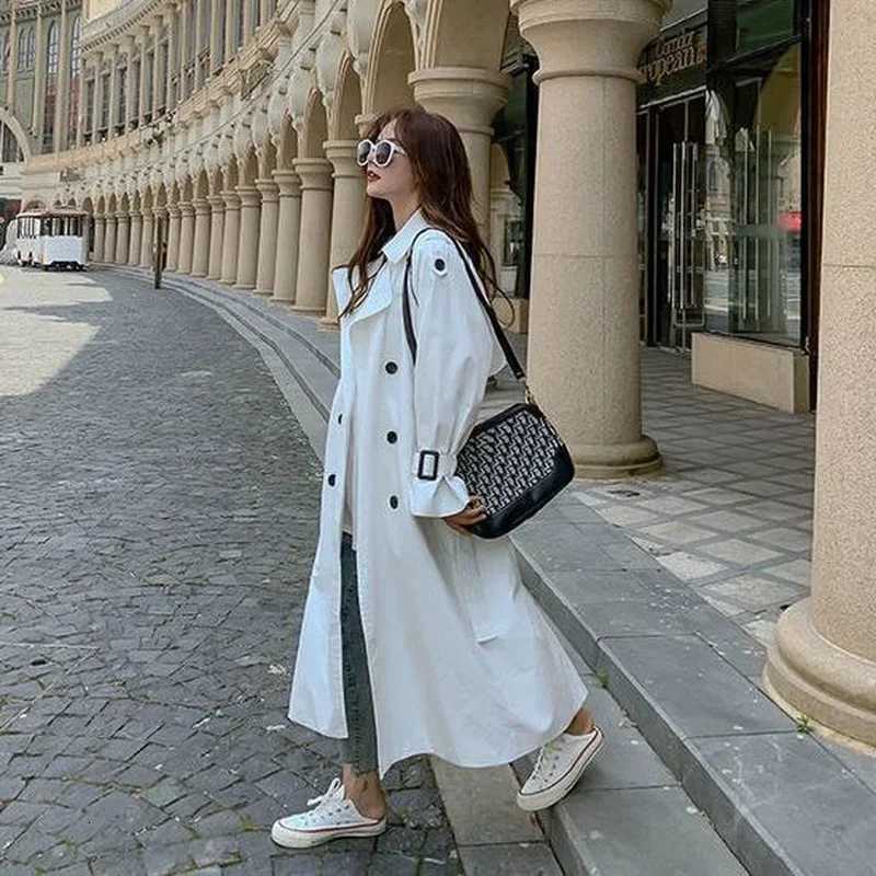 Trench Women Autumn New Stylish Solid Outwear Retro Tender All Match Cozy Double Breasted British Style College Behind-slit InsT251226