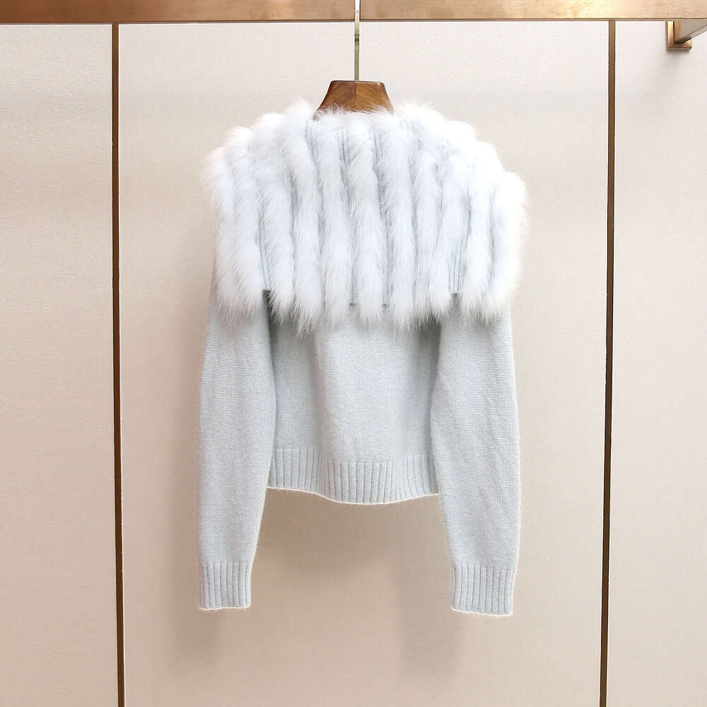 New DesignWomen 's Clothing Autumn Winter New Age-Reducing Style Fluffy Navy Collar Loose Knitted Cardigan Jacket
