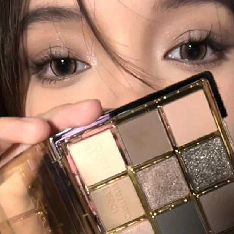 9 Shades Grey Brown Eyeshadow Palette Matte Earth-toned Smoky Shimmer Eye Shadow Shiny Sequins Eye Pigments Metallic MakeupT251226-image-1089834667