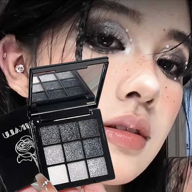 Smoky Black Eye Shadow Palette 9 Colors Black Gray Rose Eyeshadow Lasting Shimmer Eyes Makeup Dark Pressed Glitter EyeshadowT251226-image-1089833501