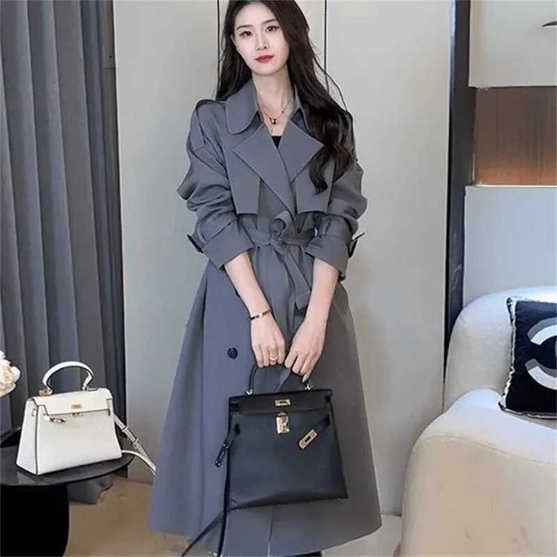 High end Trench Coat Loose and Versatile Mid to Long Style Fashionable Temperament Slimming Double Breasted Short Autumn JacketT251226