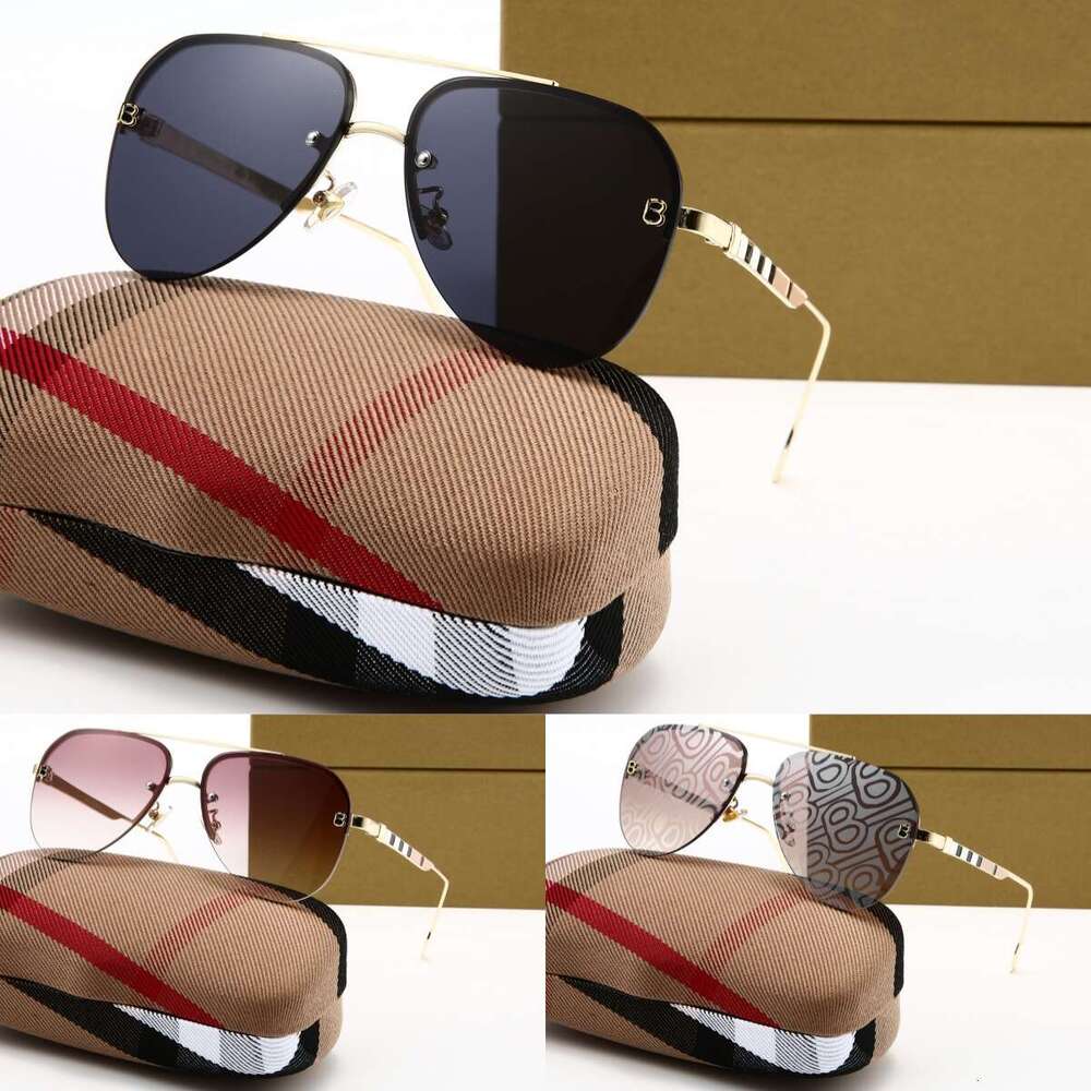 Livraison Gratuite Avec Boîte Lunettes De Soleil Designer Tissé Check Tissu Poli Métal Lunettes De Soleil De Luxe Pour Femmes Hommes Camel Acétat