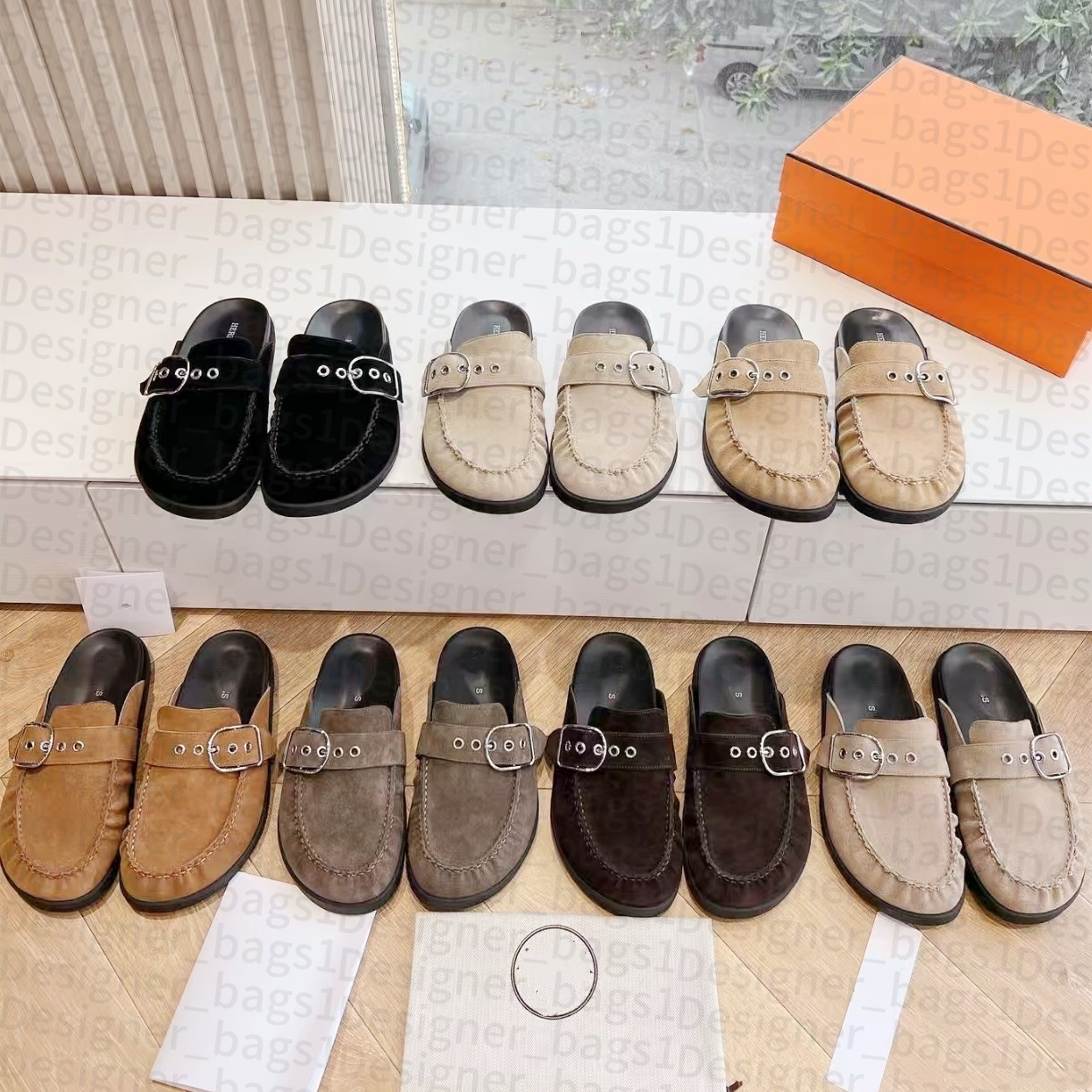 Orange Brown Men for Womens designer slippers Luxury mule pool slide suede Leather sandal summer beach tazz slipper Leopard print scuffs sliders Out